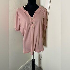 Agnes Orinda Waffle Knit Henley Top + FREE Floral Kimono